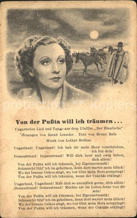 Liederkarte Von der Pussta will ich träumen Ufafilm