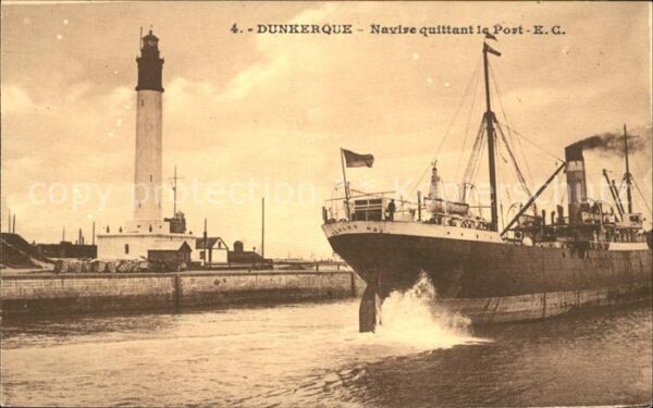 Dampfer Oceanliner Leuchtturm Dunkerque Port