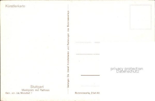 Kuenstlerkarte Josef Marschall Stuttgart Marktplatz Ra – Bild 2