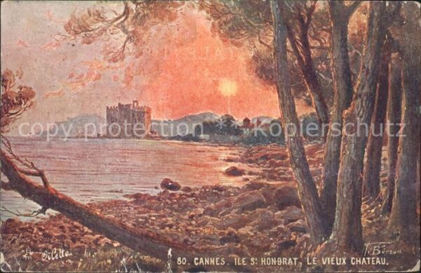 Verlag Tucks Oilette Nr. 80 Cannes Ile St. Honbrat Vieux Chateau