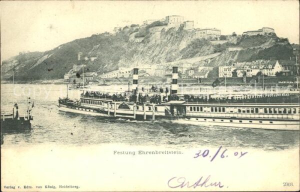 Dampfer Seitenrad Festung Ehrenbreitstein