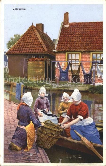 Trachten Holland Volendam Wäscherinnen Wäscheleine