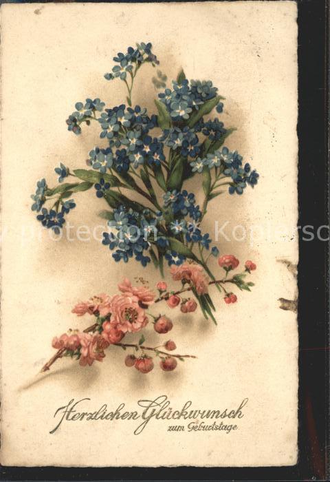 Geburtstag Vergissmeinnicht Litho