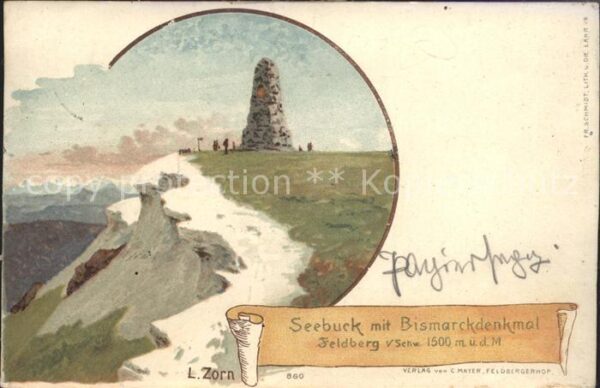 Zorn L. Seebuck Bismarckdenkmal Feldberg Litho