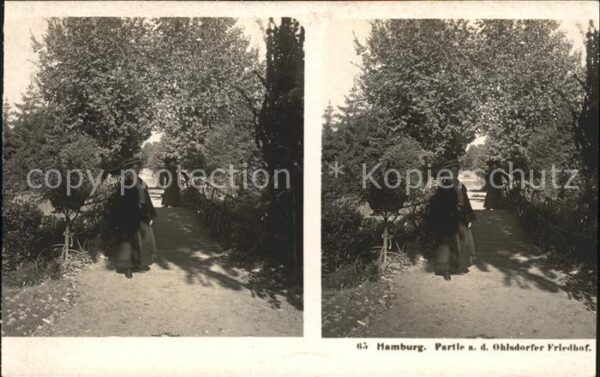 Stereoscopkarte Hamburg Ohlsdorf Friedhof Partie
