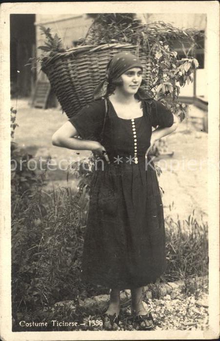 Trachten Schweiz Tessin Ticino Frau Heukorb
