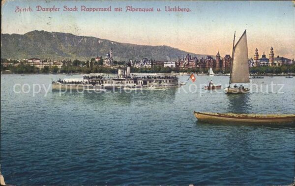 Dampfer Seitenrad Stadt Rapperswil Alpenquai Uetliberg Zü