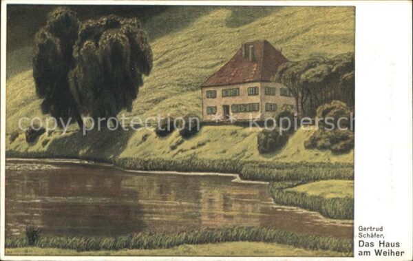 Kuenstlerkarte Gertrud Schäfer Das Haus am Weiher