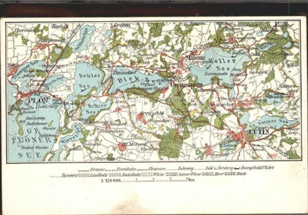 Landkarte auf Ak Malente-Gremsmühlen Plön Dieksee Eutin
