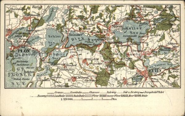 Landkarte auf Ak Malente-Gremsmühlen Eutin Plön Dieksee