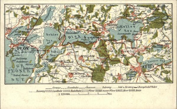 Landkarte auf Ak Malente-Gremsmühlen Eutin Plön Dieksee