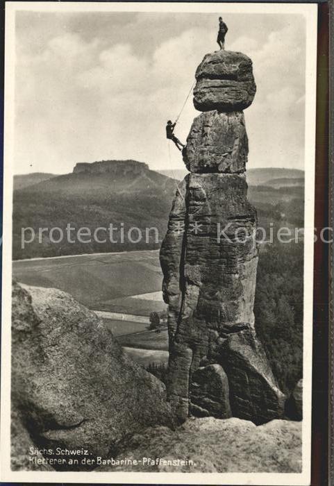 Klettern Bergsteigen Barbarine Pfaffenstein Sächsische Schwe