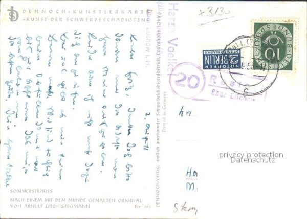 Kuenstlerkarte Mundmaler Arnulf Erich Stegmann Sommers – Bild 2
