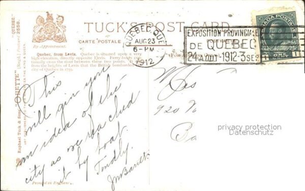 Verlag Tucks Oilette Nr. 2558 Quebec Ferry-Boats – Bild 2
