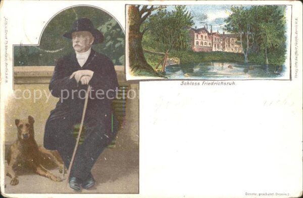 Bismarck Hund Schloss Friedrichsruh Litho