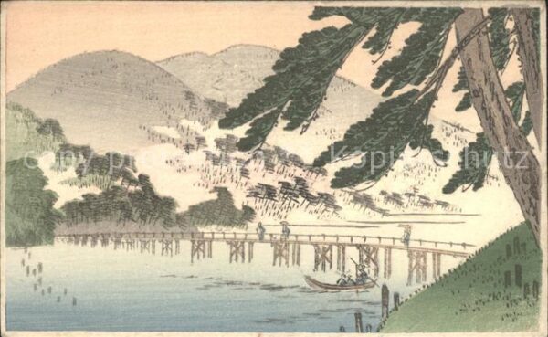 Handgemalt Japan Berge Natur