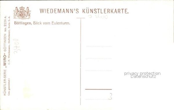 Verlag WIRO Wiedemann Nr. 2226 A Göttingen Blick vom Eulenturm – Bild 2