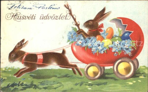 Vermenschlicht Hasen Ostern Vergissmeinnicht Ostereier
