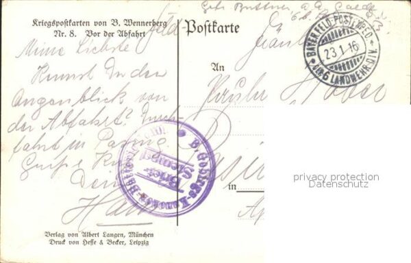 Wennerberg Brynolf Kriegspostkarte Nr. 8 Vor der Abfahrt – Bild 2