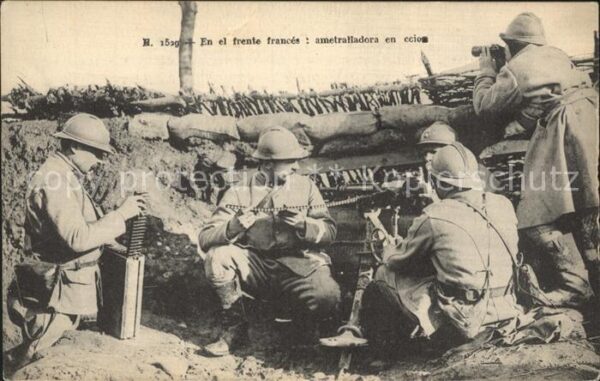 Militaria Frankreich Ametralladora en accion