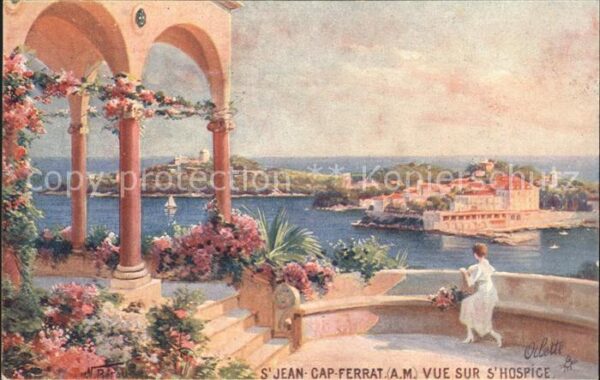 Verlag Tucks Oilette Nr. 66 Saint-Jean-Cap-Ferrat Vue sur s_Hosp