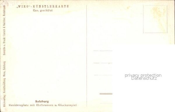 Verlag WIRO Wiedemann Nr. Salzburg Residenzplatz Hofbrunnen Glock – Bild 2