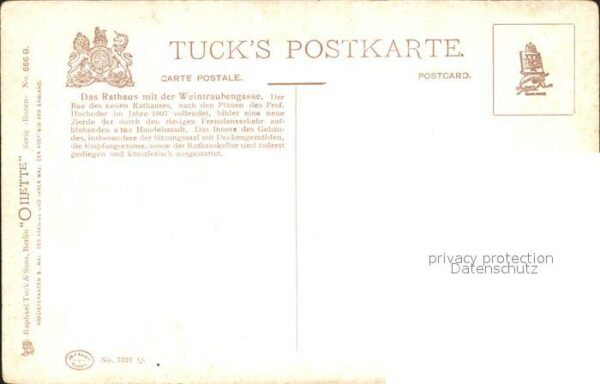 Verlag Tucks Oilette Nr. 666 B Bozen Weintraubengasse Rathaus – Bild 2