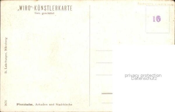 Verlag WIRO Wiedemann Nr. 2676 Pforzheim Arkaden Stadtkirche – Bild 2
