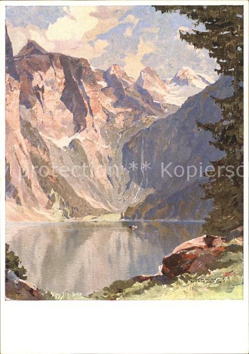 Kuenstlerkarte Jos. Süssmayr Berge See