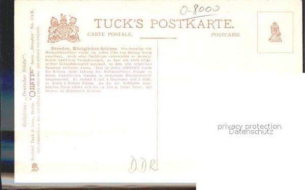 Verlag Tucks Oilette Nr. 174 B Dresden Königliches Schloss – Bild 2