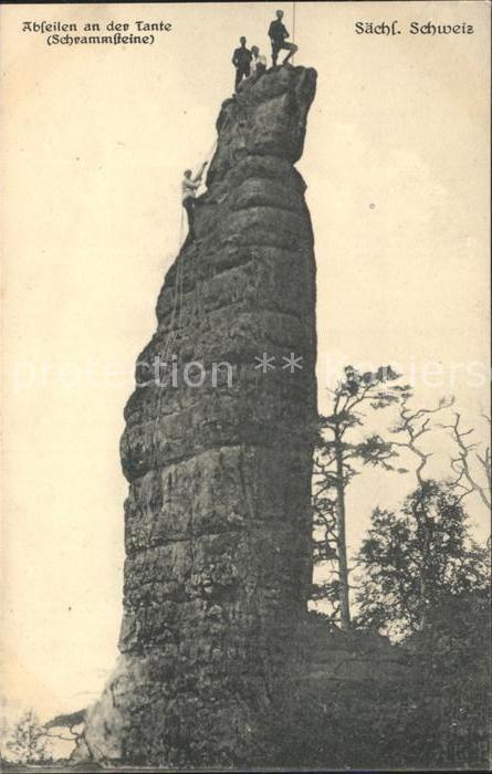 Klettern Bergsteigen Abseilen an der Tante Schrammsteine