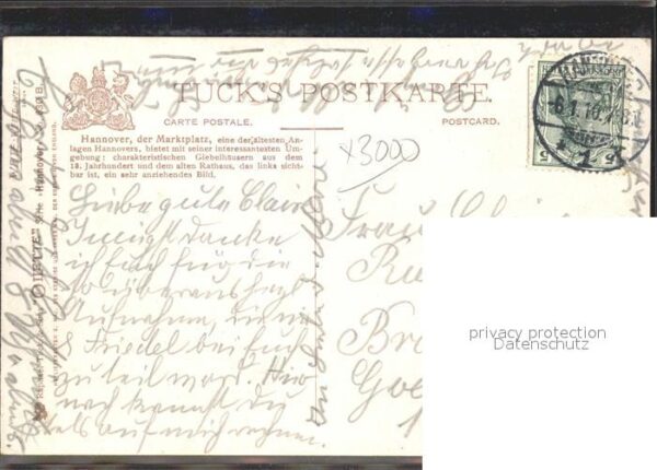 Verlag Tucks Oilette Nr. 630 B Hannover Marktplatz Lutherdenkmal – Bild 2