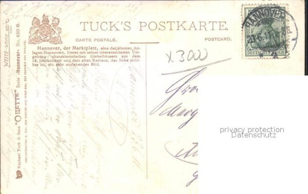 Verlag Tucks Oilette Nr. 630 B Hannover Marktplatz Lutherdenkmal – Bild 2