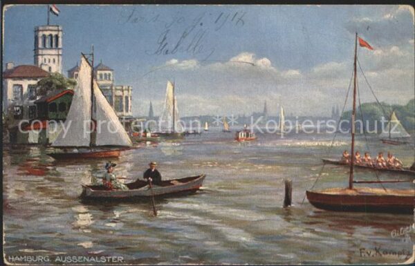 Verlag Tucks Oilette Nr. 7699 Hamburg Aussenalster F. v. Kamptz