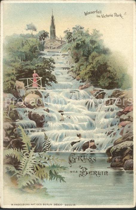 Verlag Hagelberg W. Nr. 36900 Wasserfall Victoria-Park Berlin L