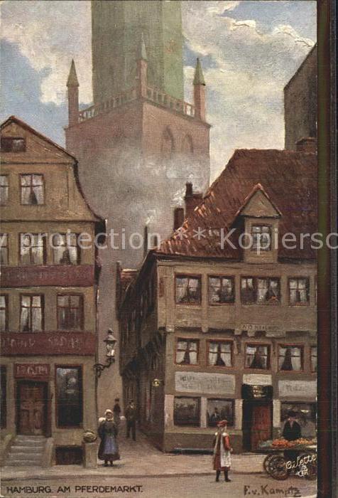 Verlag Tucks Oilette Nr. 609 B Hamburg Pferdemarkt F. v. Kamptz