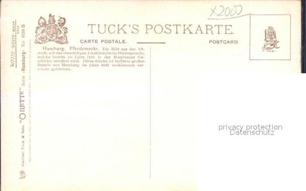 Verlag Tucks Oilette Nr. 609 B Hamburg Pferdemarkt F. v. Kamptz – Bild 2