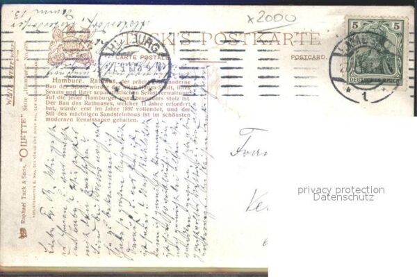 Verlag Tucks Oilette Nr. 609 Hamburg Rathaus F. v. Kamptz – Bild 2