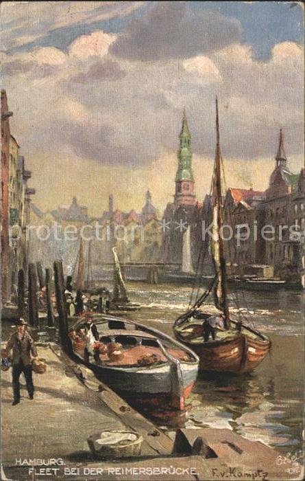 Verlag Tucks Oilette Nr. 609 B Hamburg Fleet Reimersbrücke F. v.