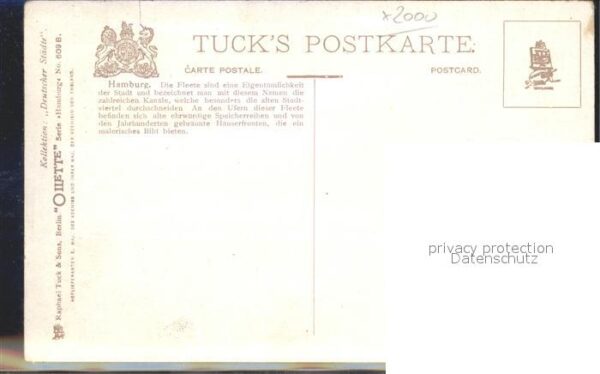 Verlag Tucks Oilette Nr. 609 B Hamburg Fleet Reimersbrücke F. v. – Bild 2