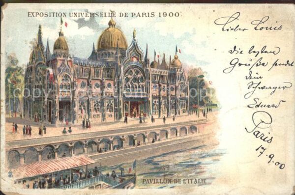 Exposition Universelle Paris 1900 Pavillon de l'Italie Litho