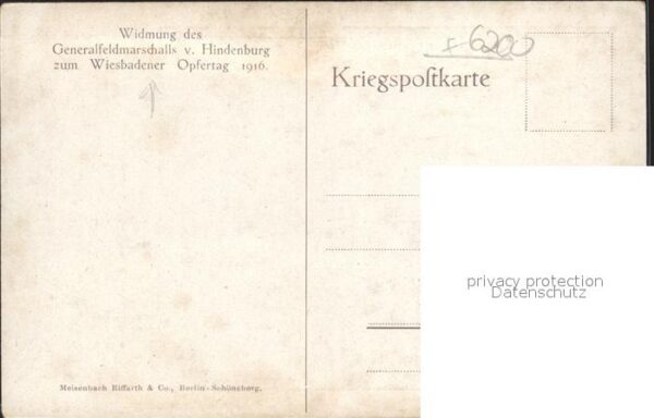 Hindenburg Widmung Wiesbaden Opfertag – Bild 2