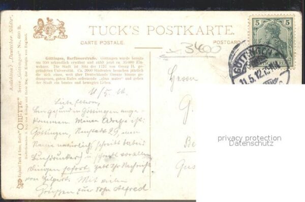 Verlag Tucks Oilette Nr. 600 B Göttingen Barfüsser-Strasse Charl – Bild 2