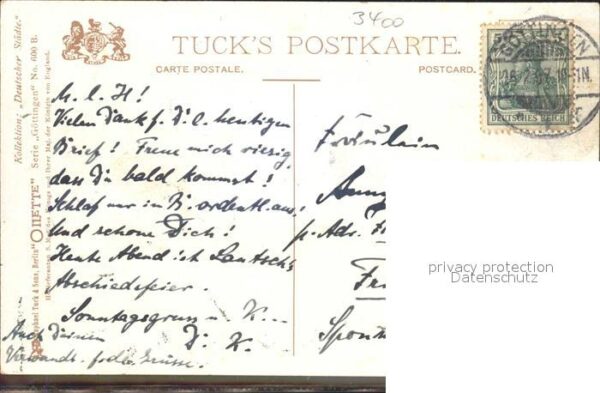 Verlag Tucks Oilette Nr. 600 B Göttingen Geismartor Anlagen Char – Bild 2