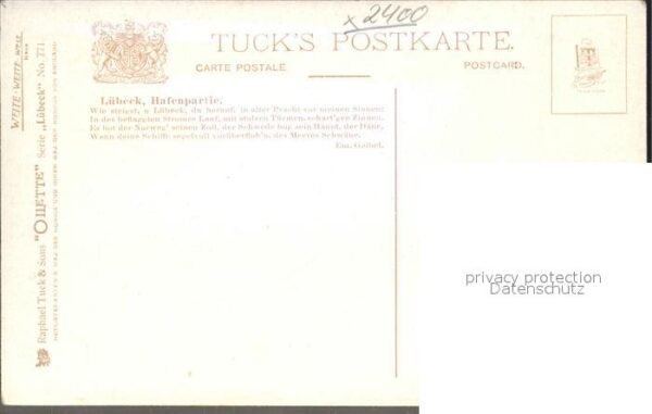 Verlag Tucks Oilette Nr. 771 Lübeck Hafenpartie Charles E. Flowe – Bild 2