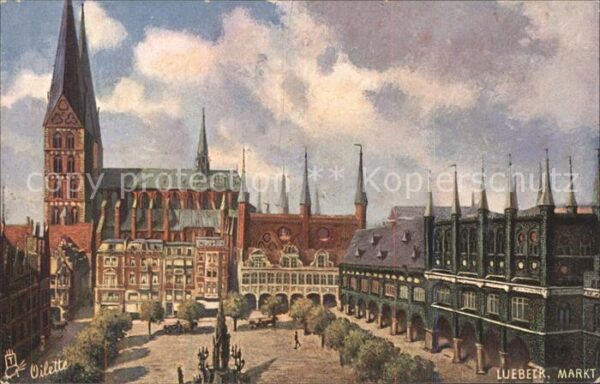 Verlag Tucks Oilette Nr. 175 B Lübeck Markt