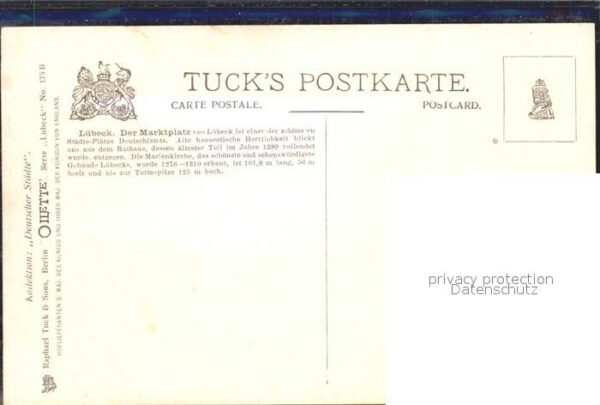 Verlag Tucks Oilette Nr. 175 B Lübeck Markt – Bild 2