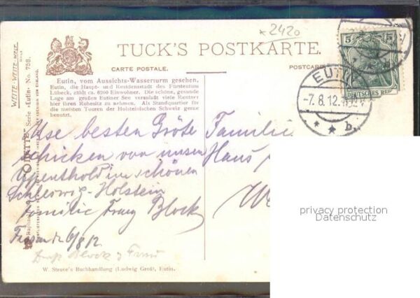 Verlag Tucks Oilette Nr. 758 Eutin Blick vom Aussichtswasserturm – Bild 2