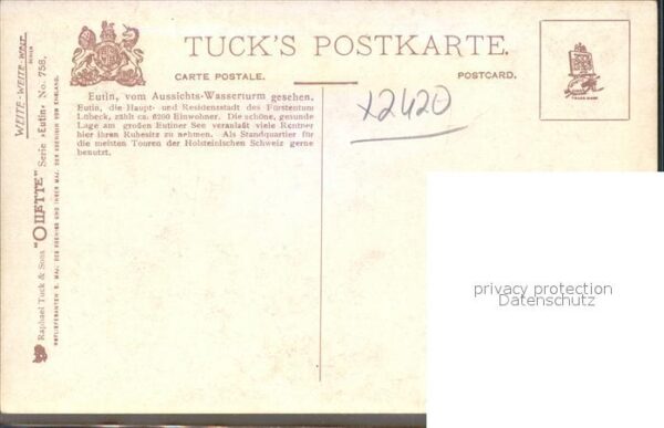 Verlag Tucks Oilette Nr. 758 Eutin Blick vom Aussichtswasserturm – Bild 2