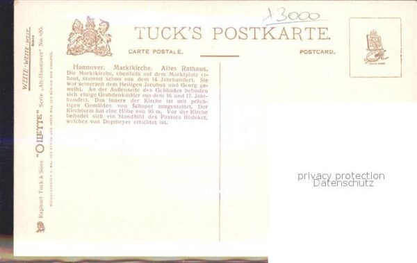 Verlag Tucks Oilette Nr. 695 Hannover Marktkirche Altes Rathaus – Bild 2